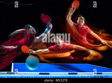 The table tennis player serving Stock Photo