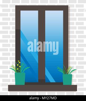 Window with sill in brick wall, vector eps10 illustration Stock Vector ...