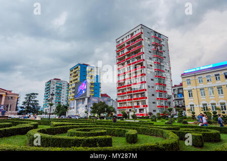 Batumi, Georgia - August 25, 2017: 6 People enjoying the later afternoon in Europe square in the city center Stock Photo