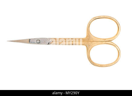 Manicure and pedicure scissors isolated on white background, top view Stock Photo