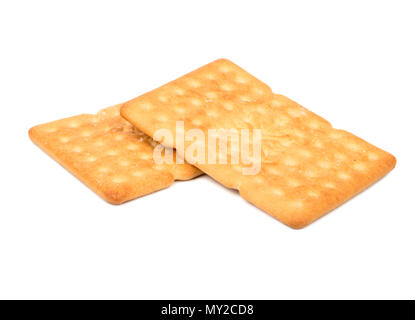 Two rectangular salty cracker isolated on white background Stock Photo