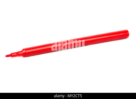 Open red felt tip pen isolated on white background Stock Photo