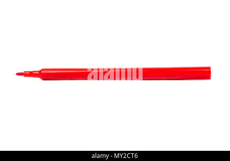 Open red felt tip pen isolated on white background Stock Photo