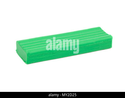 Piece of green plasticine isolated on white background Stock Photo