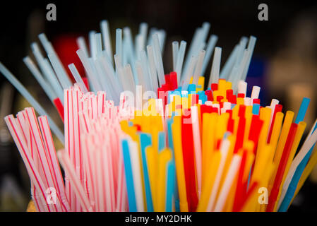 Multi-colored cocktail straws Stock Photo