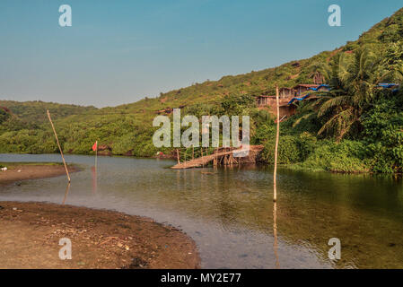 View on Sweet Lake on Arambol beach in Goa, India Stock Photo