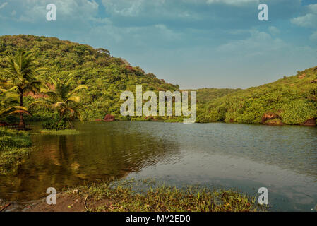 View on Sweet Lake on Arambol beach in Goa, India Stock Photo