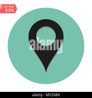 Black Round Geo Location Pin vector icon EPS 10 Stock Vector
