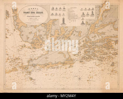 . English: Map of the Southern coast of Finland from 1880. Suomi: Hanko -  Tammisaari - Jussarö, K. G. Ekebom 1880. 1880. Unknown 508 Suomen rannikkoa  1880 Stock Photo - Alamy