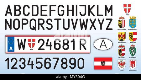 Austrian car number registration plate Stock Photo - Alamy
