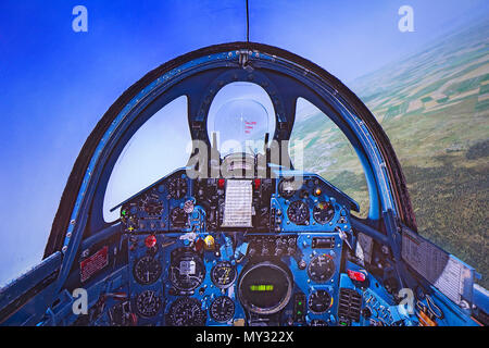 Cockpit of Flight Simulator - Mig 21 Stock Photo