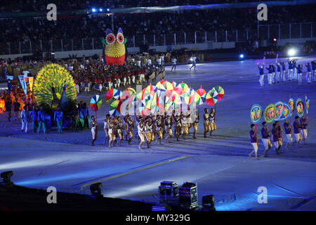A general view during the opening ceremony of the 2011 ICC Cricket World Cup at the Bangabandhu National Stadium on February 17, 2011 in Dhaka, Bangla Stock Photo