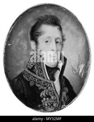 . English: Reproduction of a painted medaillon with a portrait of Willem Frederik count of Bylandt . circa 1820. Unknown 563 Willem Fredeerik van Bylandt Stock Photo