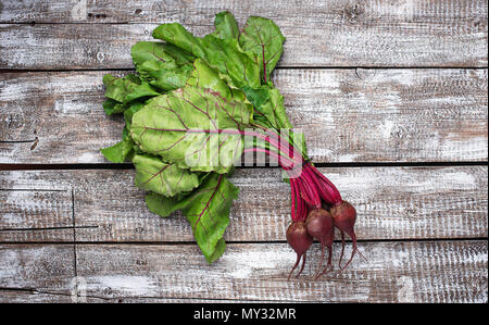 Beetroots on light wooden background. Top view Stock Photo