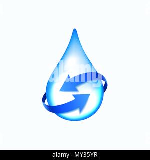 Water drop with blue arrows Stock Vector