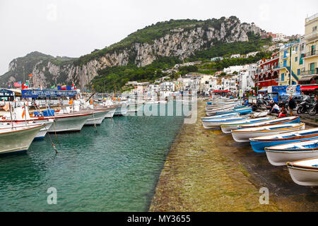 Boats in The Marina Grande on the island of Capri, Campania, Italy Stock Photo