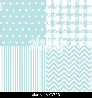 Set of baby boy seamless patterns Stock Vector