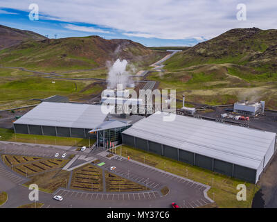 The Hellisheidi geothermal power plant in Iceland. The geothermal power ...