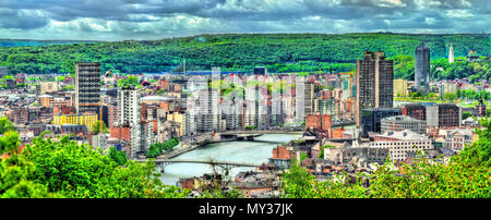 Panorama of Liege, a city on the banks of the Meuse river in Belgium Stock Photo