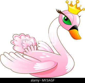 Cartoon princess swan on white background Stock Vector Image & Art - Alamy