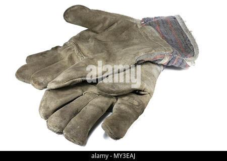 used work gloves isolated on white background Stock Photo