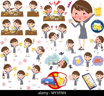 Gray suit business women alcohol Stock Vector