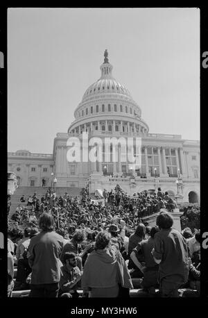Hundreds of Vietnam veterans at the U S Capitol demonstrate against the Vietnam War, Washington, DC, 4/19/1971. Photo by Marion S. Trikosko.