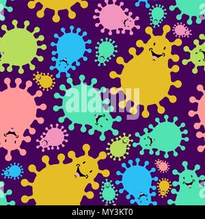 Viruses seamless pattern. Germs ornament. Disease background. Vector illustration Stock Vector