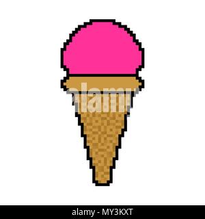 Pixel Art Ice Cream Set Retro Video Game Collection Of 8 Bit Ice