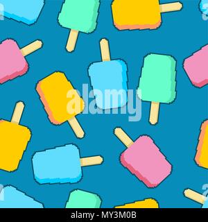 Eskimo pixel art pattern seamless. Ice cream 8 bit. vector illustration Stock Vector