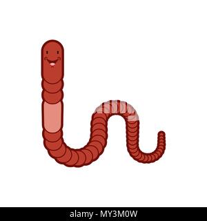 Earthworm isolated. Worm on white background. Vector illustration Stock Vector