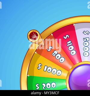 Realistic spinning wheel of fortune . Stock Vector