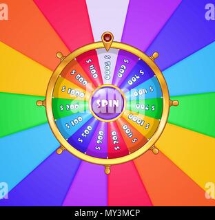 Fortune wheel poster. Spinning lucky roulette with win money cash ...