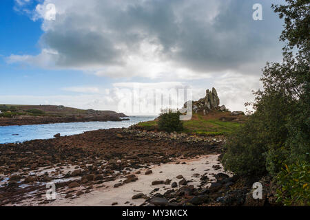 Carn Lêh in Old Town Bay, St. Mary's, Isles of Scilly, UK Stock Photo