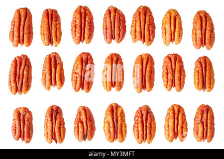 Dried pecan nut halves isolated on white background. Stock Photo