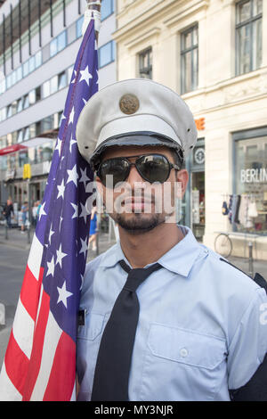 American Actors at Checkpoint Charlie Berlin Germany Stock Photo
