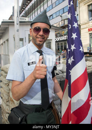 American Actors at Checkpoint Charlie Berlin Germany Stock Photo