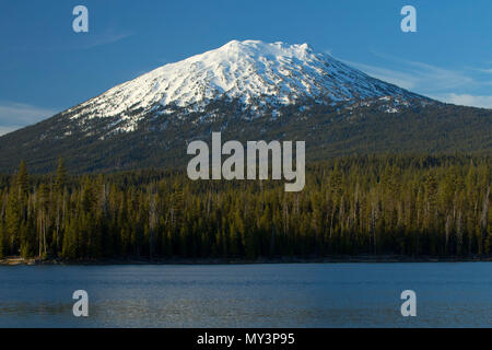 Mount Bachelor from Little Lava Lake, Deschutes National Forest, Cascade Lakes National Scenic Byway, Oregon Stock Photo