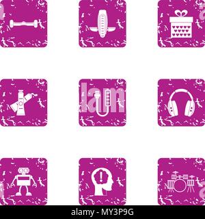 Replacement of person icons set, grunge style Stock Vector