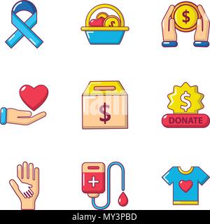 Sacrifice icons set, cartoon style Stock Vector