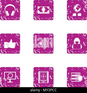 High adaptability icons set, grunge style Stock Vector