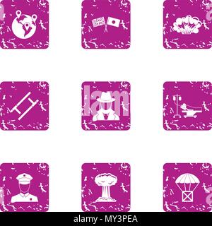 Mindset icons set, grunge style Stock Vector