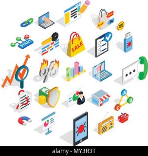 IT engineering icons set, isometric style Stock Vector