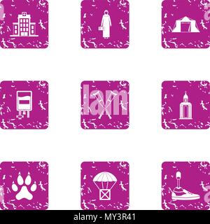 Consequence icons set, grunge style Stock Vector