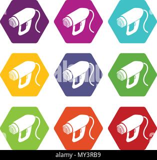 Heat power tool icons set 9 vector Stock Vector