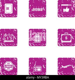 Disposal icons set, grunge style Stock Vector