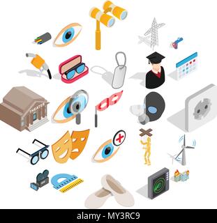 Operation icons set, isometric style Stock Vector