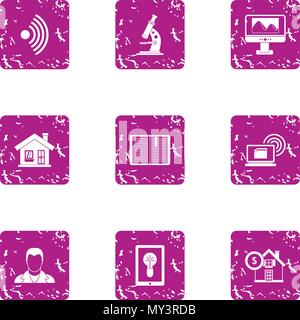 Payment home icons set, grunge style Stock Vector
