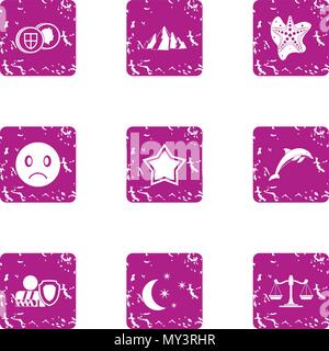 Legislation icons set, grunge style Stock Vector