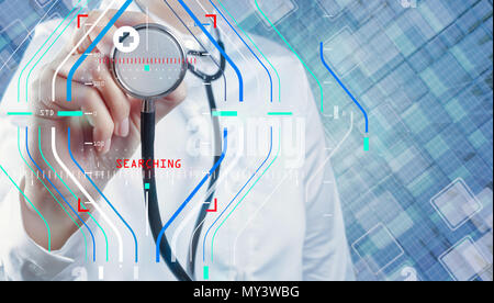 Accurate diagnosis appropriate treatment medical concept.Doctor with a stethoscope in the hands Stock Photo